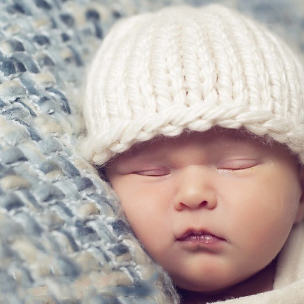Newborn Handmade Soft Chunky Knit Rolled Hem Beanie Cream
